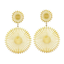 Load image into Gallery viewer, Gold Pinwheel Drop Earrings