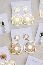 Load image into Gallery viewer, Gold Pinwheel Drop Earrings
