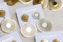 Load image into Gallery viewer, Gold Pinwheel Drop Earrings