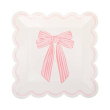 Load image into Gallery viewer, Large Pink Bows Paper Plate Set