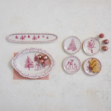 Load image into Gallery viewer, Pink & Cream Stoneware Dish with Trees