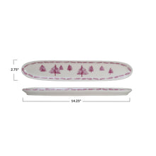 Load image into Gallery viewer, Pink & Cream Stoneware Dish with Trees
