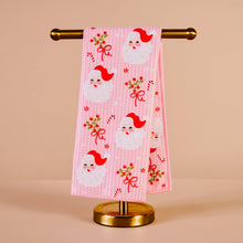 Load image into Gallery viewer, Waffle Tea Towel - Holly Jolly Santa