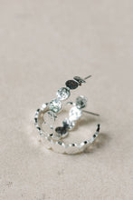 Load image into Gallery viewer, Hammered Silver Scalloped Hoop Earrings