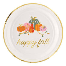 Load image into Gallery viewer, Happy Fall Foil Round Paper Plates - 8ct