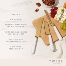 Load image into Gallery viewer, Starlight Gold-Plated Star-Patterned Cheese Knives - Set of 3