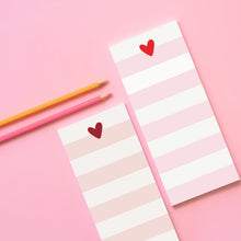 Load image into Gallery viewer, Heart Striped Tall & Skinny Notepad