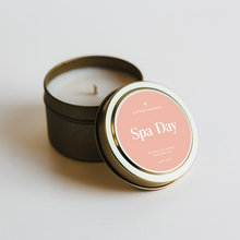 Load image into Gallery viewer, Spa Day Soy Candle - 4oz Gold Travel Tin
