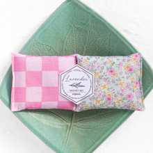 Load image into Gallery viewer, SaidoniaEco - Organic Lavender Sachet Set ⋆ Pink Gingham + Spring Florals
