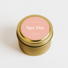 Load image into Gallery viewer, Spa Day Soy Candle - 4oz Gold Travel Tin

