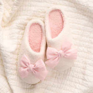Fuzzy Slippers - Betty Bow Blush