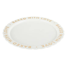Load image into Gallery viewer, Ceramic Gold Foil Cake Plate - Baked With Love
