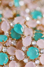 Load image into Gallery viewer, Pink and Turquoise Diamond Pinwheel Statement Earrings
