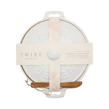 Load image into Gallery viewer, Ceramic Brie Baker &amp; Acacia Wood Spreader Set by Twine®

