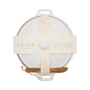 Ceramic Brie Baker & Acacia Wood Spreader Set by Twine®