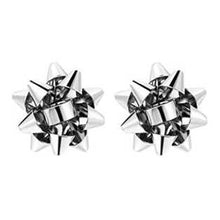 Load image into Gallery viewer, Silver Christmas Present Bow Holiday Earrings
