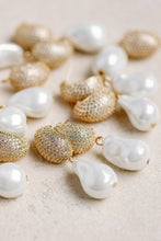 Load image into Gallery viewer, Sparkling Vintage Chunky Gold and Pearl Drop Earrings
