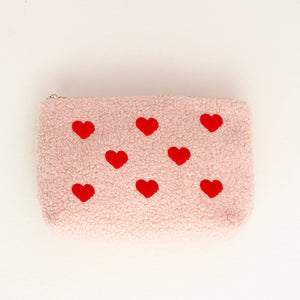 Pink Teddy Pouch - Hearts