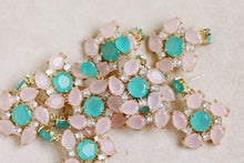 Load image into Gallery viewer, Pink and Turquoise Diamond Pinwheel Statement Earrings
