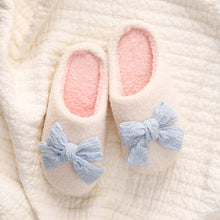 Load image into Gallery viewer, Fuzzy Slippers – Betty Bow Light Blue
