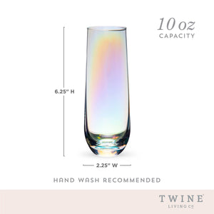 Luster Rainbow Glass Stemless Champagne Flutes