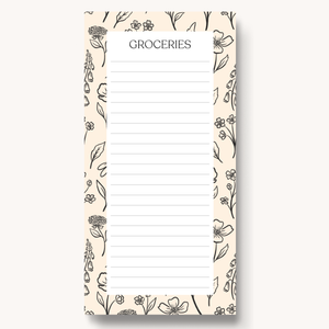 Pressed Floral Magnetic Grocery List Notepad