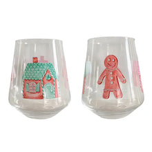 Load image into Gallery viewer, Gingerbread Stemless Wine Glass
