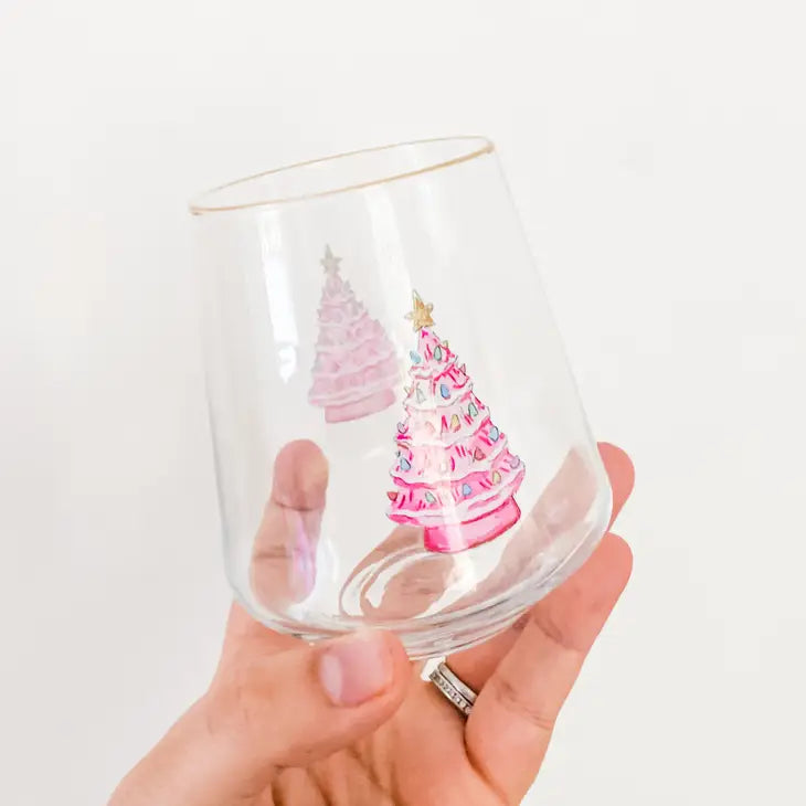 Retro Tree Stemless Wine Glass