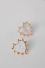 Load image into Gallery viewer, Gold Studded Pink Tortoise Heart Earrings
