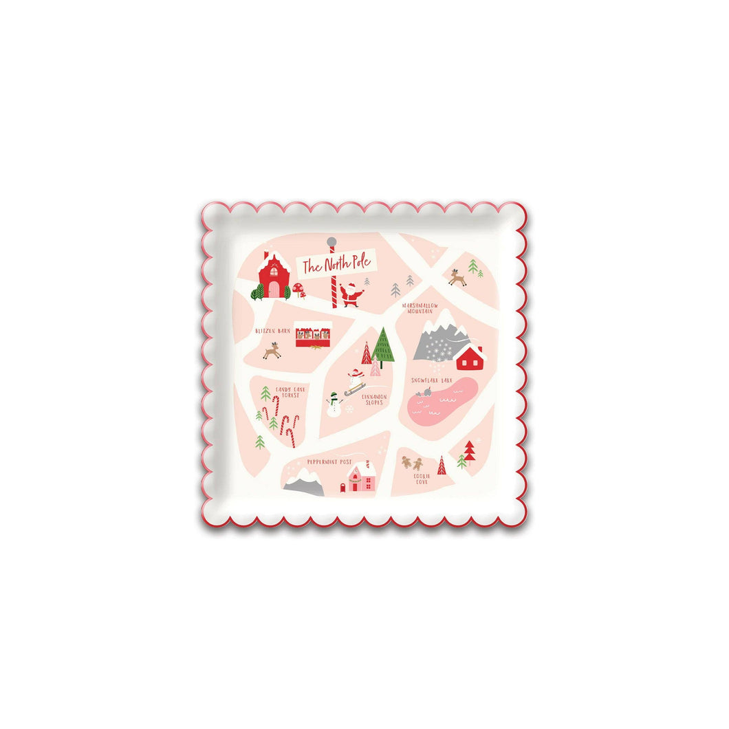 Believe North Pole Map Paper Plates