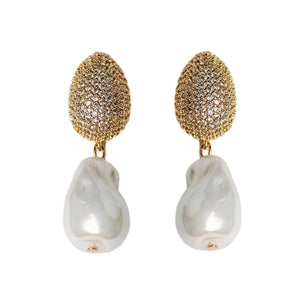 Sparkling Vintage Chunky Gold and Pearl Drop Earrings