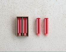 Load image into Gallery viewer, Unscented Present Shaped Taper Candles in Box, Pink &amp; Red, Set of 2

