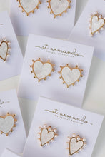 Load image into Gallery viewer, Gold Studded Pink Tortoise Heart Earrings
