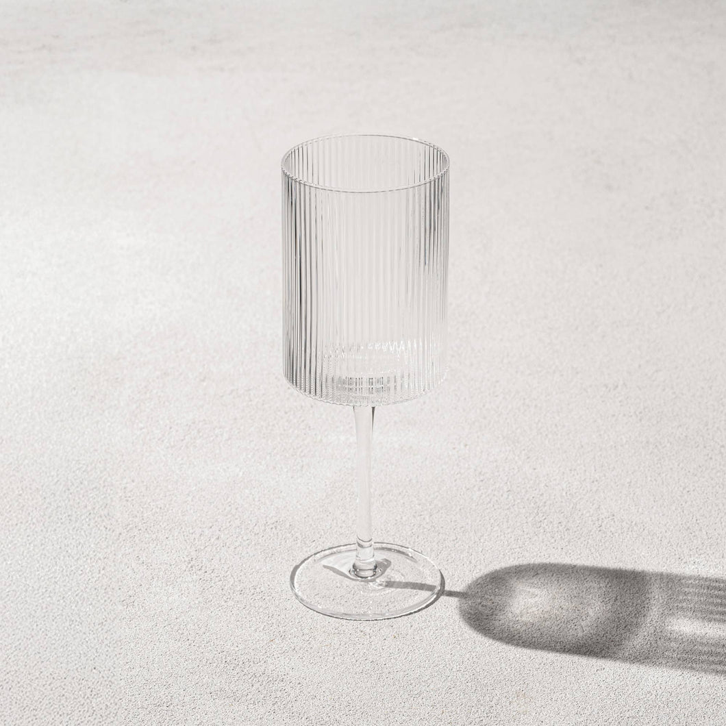 Malibu Ribbed Glass 17oz Wine Glass, Clear