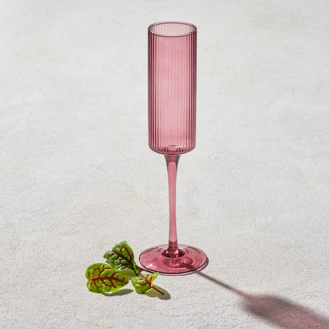Malibu Ribbed Glass 7oz Champagne Glass, Plum