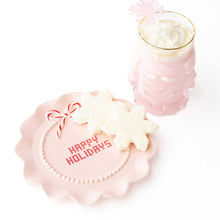 Load image into Gallery viewer, 8 Oak Lane - Happy Holidays Blush Pink Ceramic Dessert Plate
