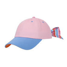 Load image into Gallery viewer, Big Bow Energy Hat - Pink &amp; Blue with Striped Bow
