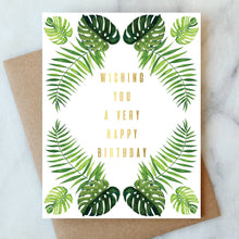 Load image into Gallery viewer, Tropical Leaves Birthday Greeting Card

