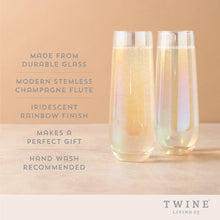 Load image into Gallery viewer, Luster Rainbow Glass Stemless Champagne Flutes
