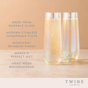 Luster Rainbow Glass Stemless Champagne Flutes