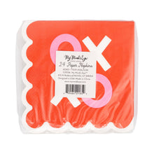 Load image into Gallery viewer, Scalloped XOXO Cocktail Napkin
