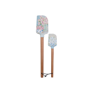 Silicone & Wood Spatulas with Floral Pattern, Set of 2 ©