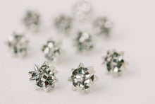 Load image into Gallery viewer, Silver Christmas Present Bow Holiday Earrings
