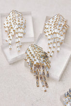 Load image into Gallery viewer, Crystal Waterfall Maxi Tassel Holiday Statement Earrings
