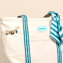 Load image into Gallery viewer, The Darling Canvas Tote Bag – Sicily Stripes Teal
