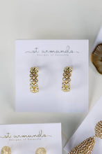 Load image into Gallery viewer, Double Diamond Chunky Gold Hoop Earrings
