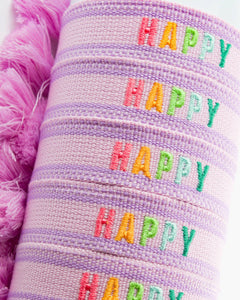 Lilac HAPPY Colorful Embroidered Bracelets