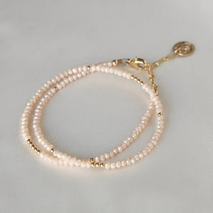 Petite Double Wrap Bracelet - Pink Opal