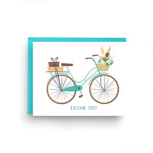 Vintage Bicycle Thank You Card - Blue
