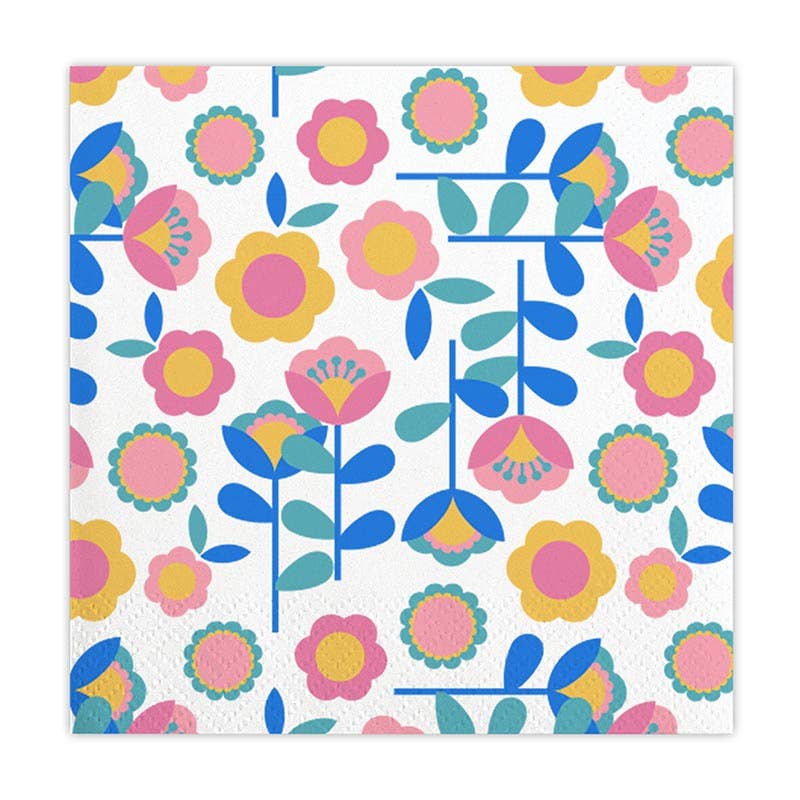 Beverage Napkins - Retro Flowers 20ct